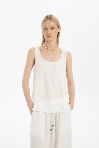 Flowy Strappy Tencel Blouse - Ecru / S/M - Blouse