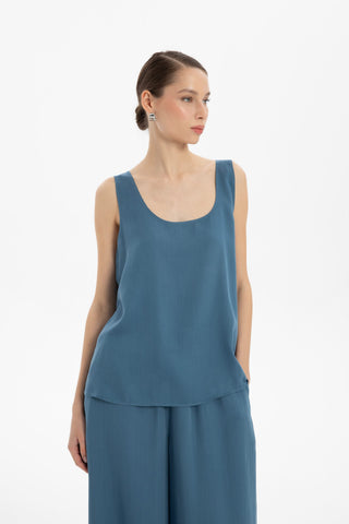 Flowy Strappy Tencel Blouse - Blouse