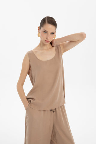 Flowy Strappy Tencel Blouse - Blouse