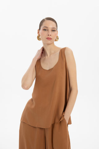 Flowy Strappy Tencel Blouse - Blouse