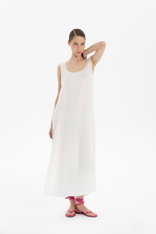Flowy Strappy Long Tencel Dress - Dress