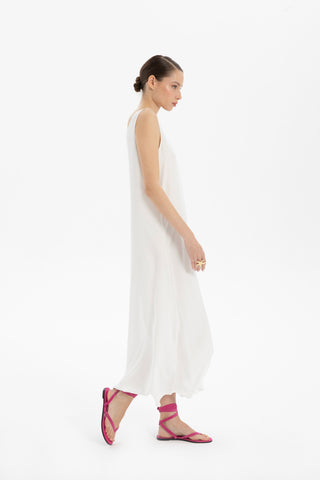 Flowy Strappy Long Tencel Dress - Dress