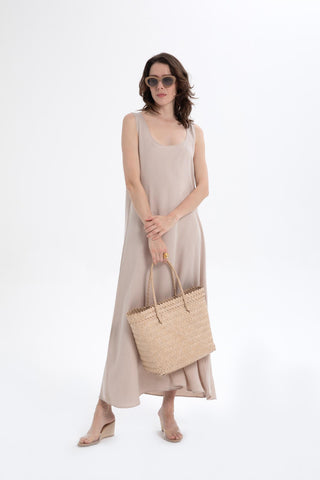 Flowy Strappy Long Tencel Dress - Dress