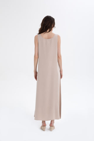 Flowy Strappy Long Tencel Dress - Dress