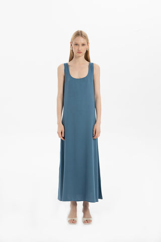 Flowy Strappy Long Tencel Dress - Indigo / S/M - Dress