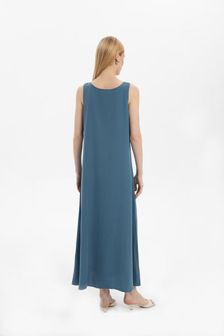 Flowy Strappy Long Tencel Dress - Dress