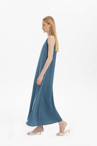 Flowy Strappy Long Tencel Dress - Dress
