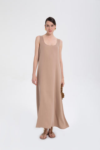 Flowy Strappy Long Tencel Dress - Dress