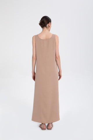 Flowy Strappy Long Tencel Dress - Dress