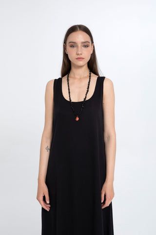 Flowy Strappy Long Tencel Dress - Dress