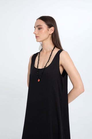 Flowy Strappy Long Tencel Dress - Dress