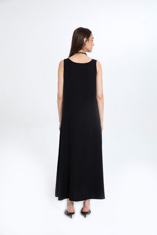 Flowy Strappy Long Tencel Dress - Dress