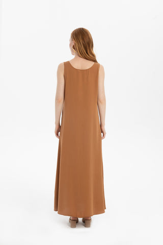 Flowy Strappy Long Tencel Dress - Dress