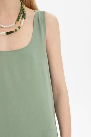 Flowy Strappy Long Tencel Dress - Dress