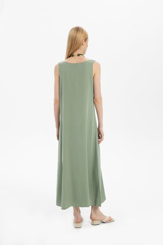 Flowy Strappy Long Tencel Dress - Dress