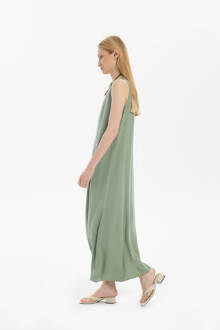 Flowy Strappy Long Tencel Dress - Dress