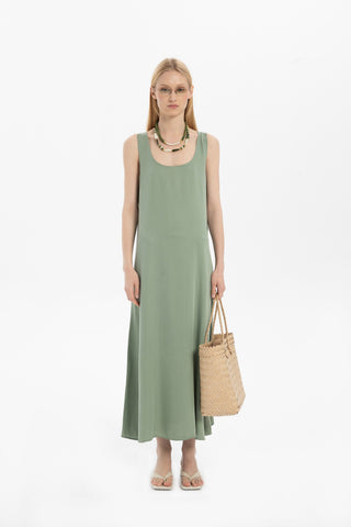 Flowy Strappy Long Tencel Dress - Dress
