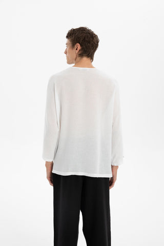 Linen Blend Batwing Cut Men's T-Shirt