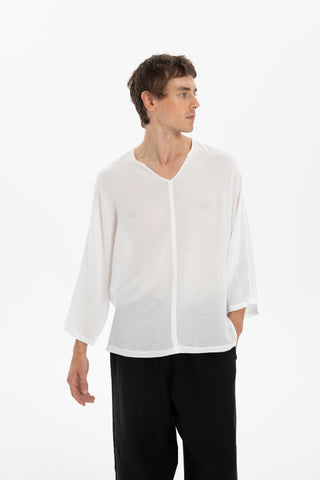 Linen Blend Batwing Cut Men's T-Shirt