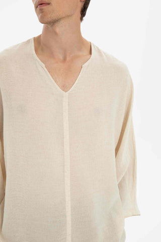 Linen Blend Batwing Cut Men's T-Shirt