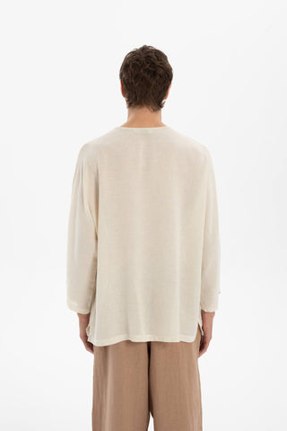 Linen Blend Batwing Cut Men's T-Shirt