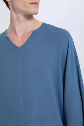 Linen Blend Batwing Cut Men's T-Shirt