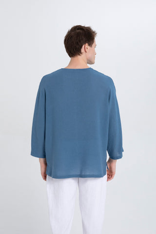 Linen Blend Batwing Cut Men's T-Shirt