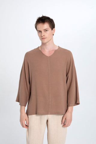 Linen Blend Batwing Cut Men's T-Shirt