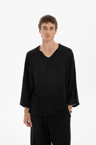 Linen Blend Batwing Cut Men's T-Shirt