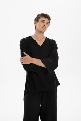 Linen Blend Batwing Cut Men's T-Shirt