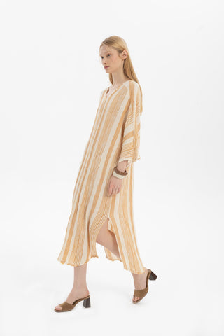 Striped Etamine Textured Oversize Dress - Dress