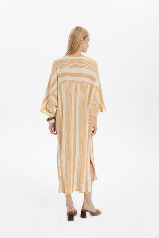Striped Etamine Textured Oversize Dress - Dress