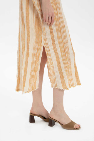 Striped Etamine Textured Oversize Dress - Dress