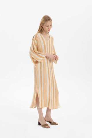 Striped Etamine Textured Oversize Dress - Dress