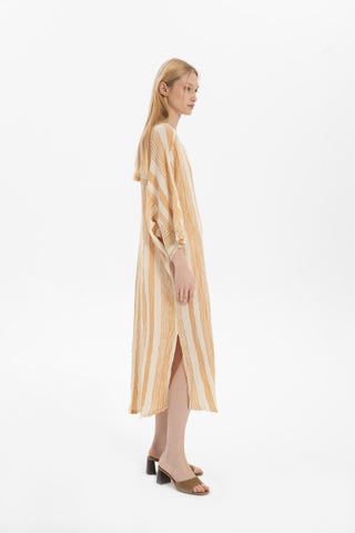 Striped Etamine Textured Oversize Dress - Dress