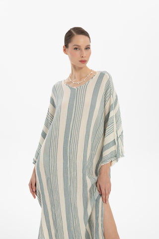 Striped Etamine Textured Oversize Dress - Dress