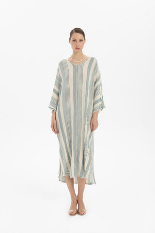 Striped Etamine Textured Oversize Dress - Dress