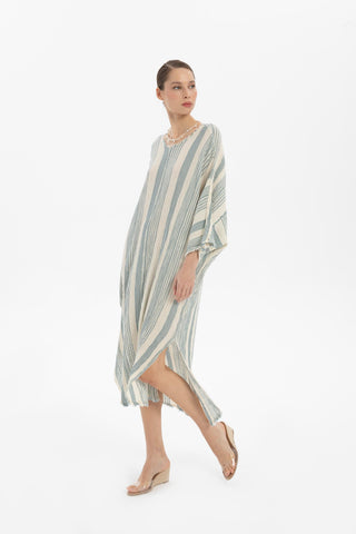 Striped Etamine Textured Oversize Dress - Dress