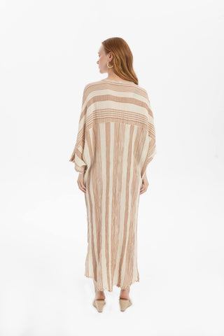 Striped Etamine Textured Oversize Dress - Dress