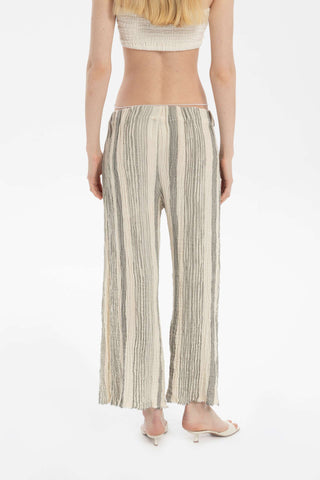 Striped Etamine Textured Palazzo Trousers - Trousers