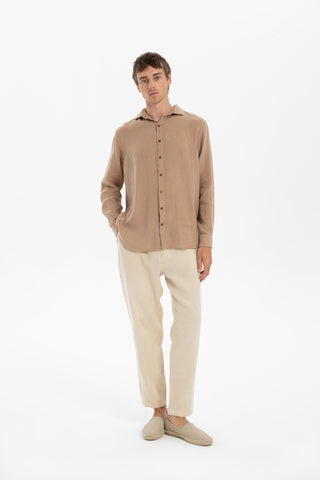 Linen Relaxed Cut Lace-Up Men's Trousers