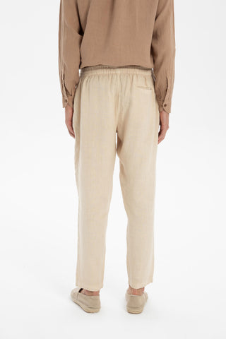 Linen Relaxed Cut Lace-Up Men's Trousers