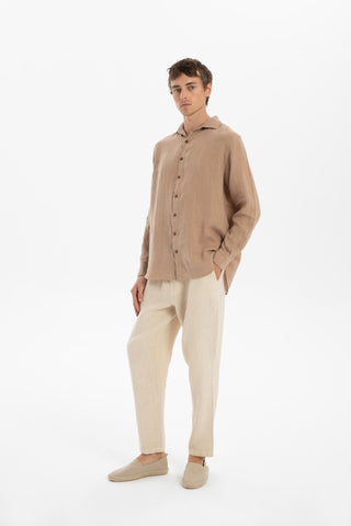 Linen Relaxed Cut Lace-Up Men's Trousers