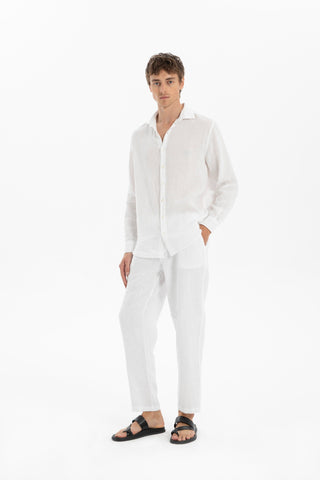 Linen Relaxed Cut Lace-Up Men's Trousers
