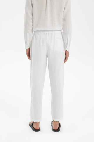 Linen Relaxed Cut Lace-Up Men's Trousers