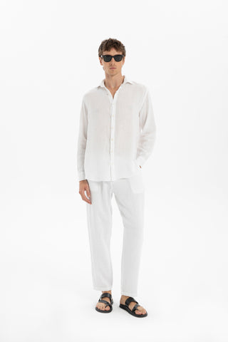 Linen Relaxed Cut Lace-Up Men's Trousers