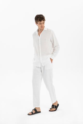Linen Relaxed Cut Lace-Up Men's Trousers