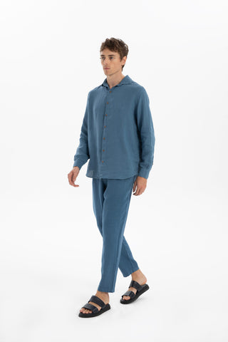 Linen Relaxed Cut Lace-Up Men's Trousers