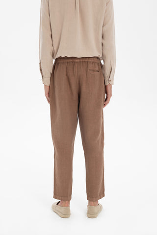 Linen Relaxed Cut Lace-Up Men's Trousers