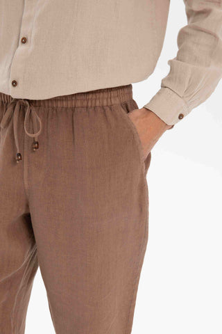 Linen Relaxed Cut Lace-Up Men's Trousers